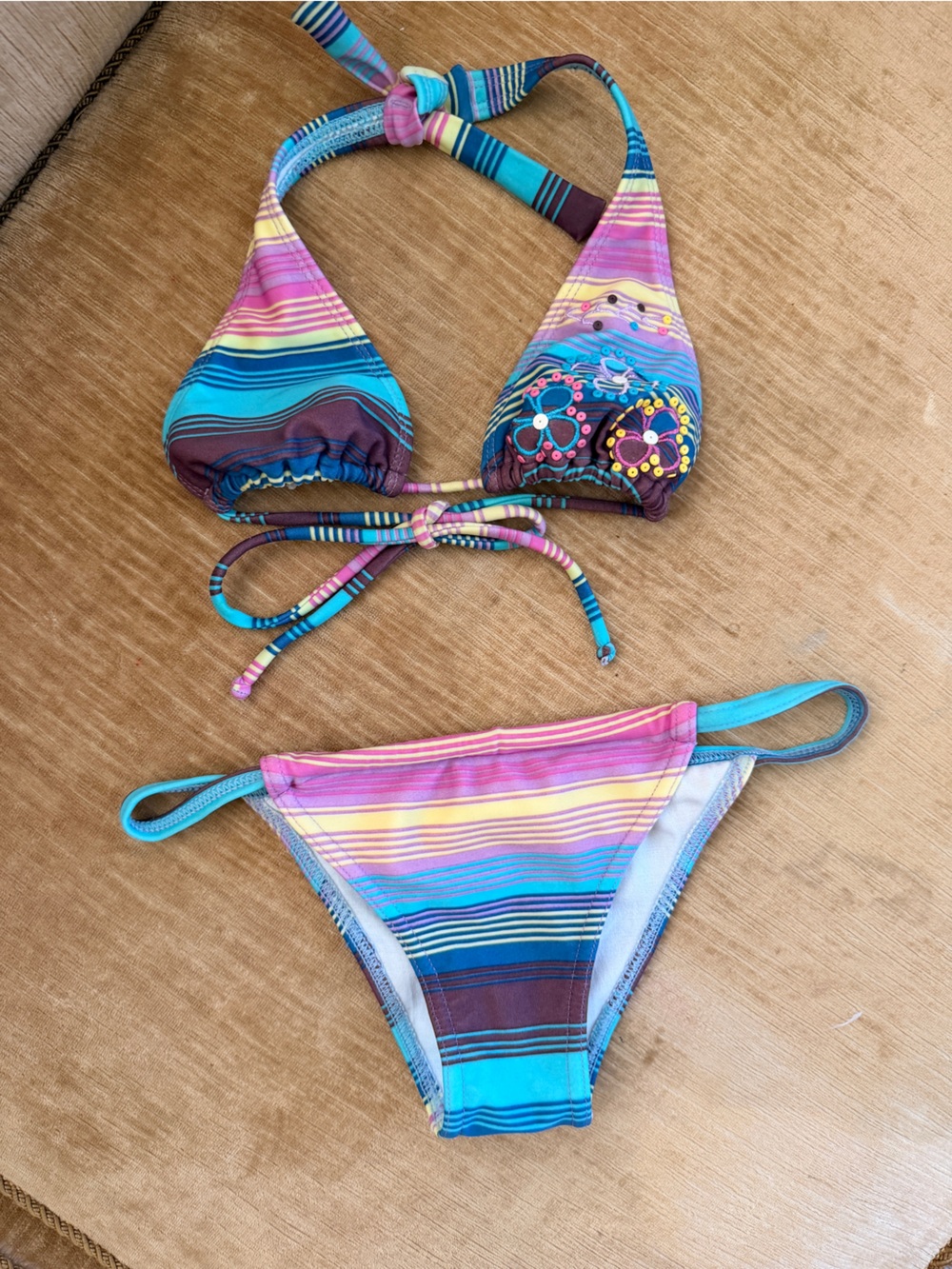C&A Brasil vintage y2k skimpy Brazilian Striped triangle bikini